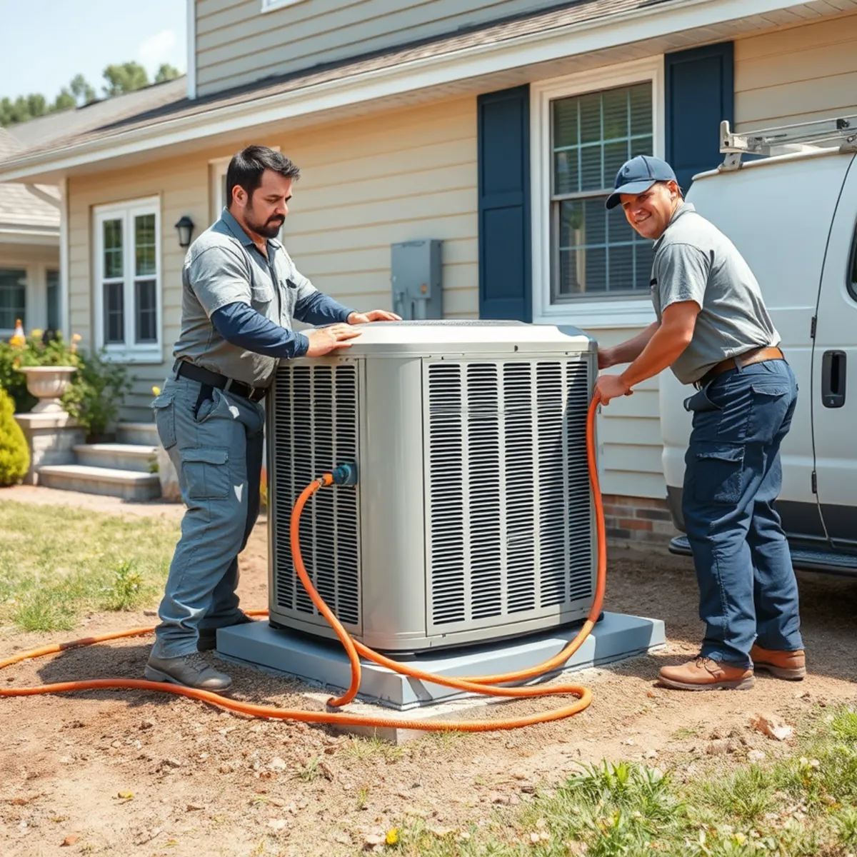 New central air conditioning condenser installed at a Mechanicsburg, PA home