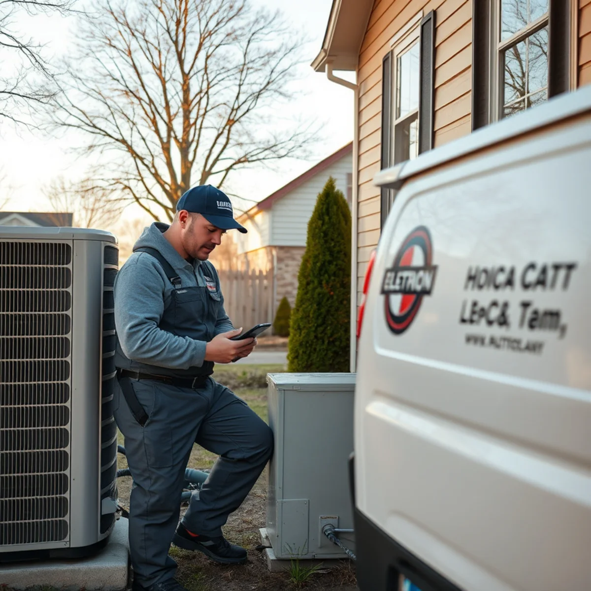 HVAC technician servicing a home in East Pennsboro Township, PA near the West Fairview riverfront