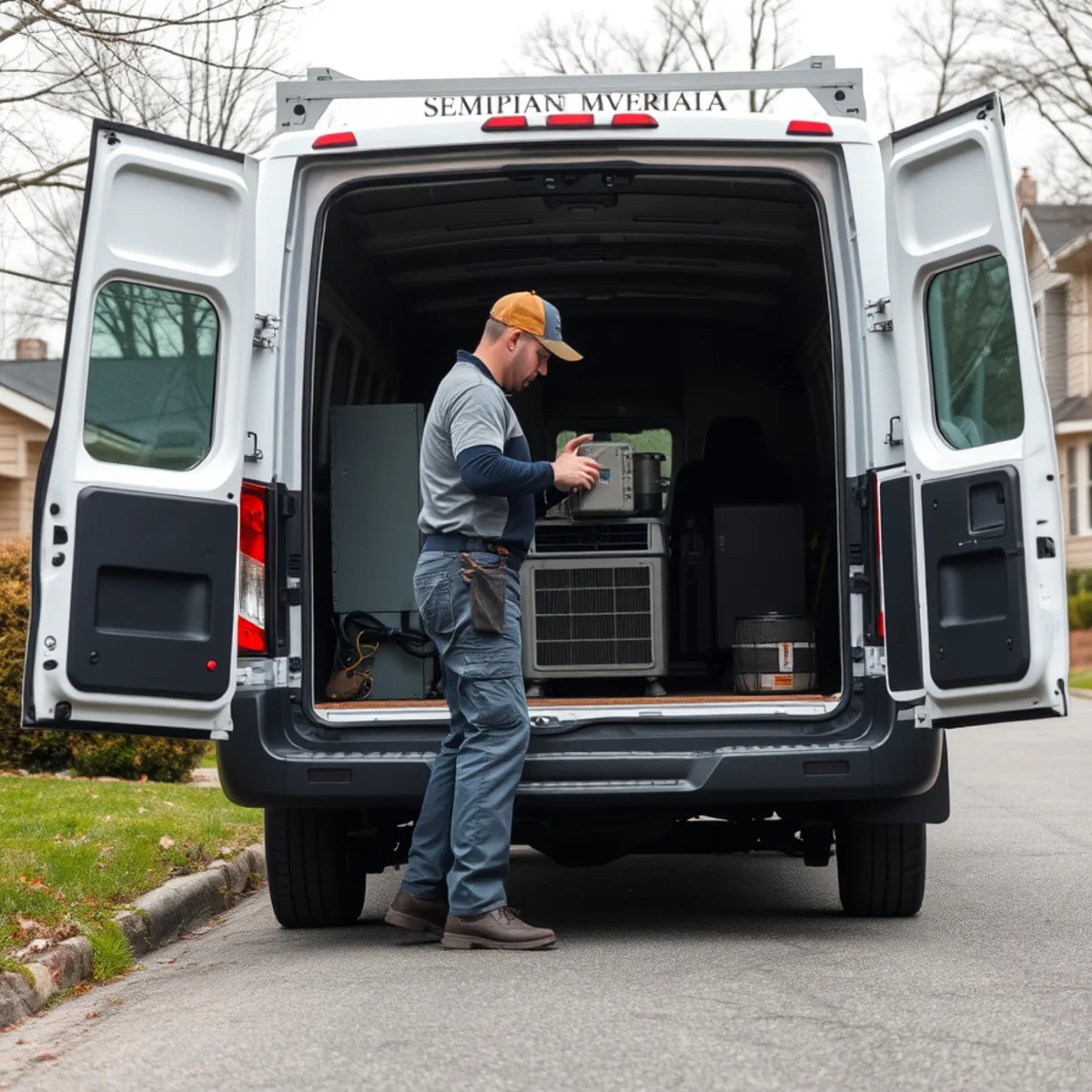 HVAC technician at a 1990s subdivision home in Fairview Township (Etters), PA