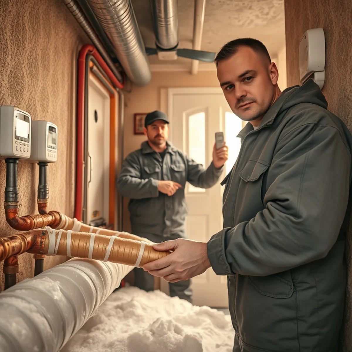 HVAC technician restoring heat to protect frozen pipes in a Mechanicsburg, PA home