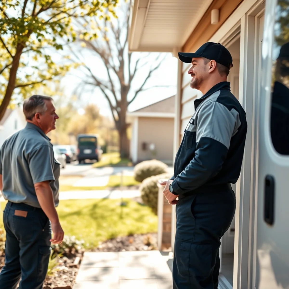 HVAC technician servicing a ranch home rental near Messiah University in Grantham, PA
