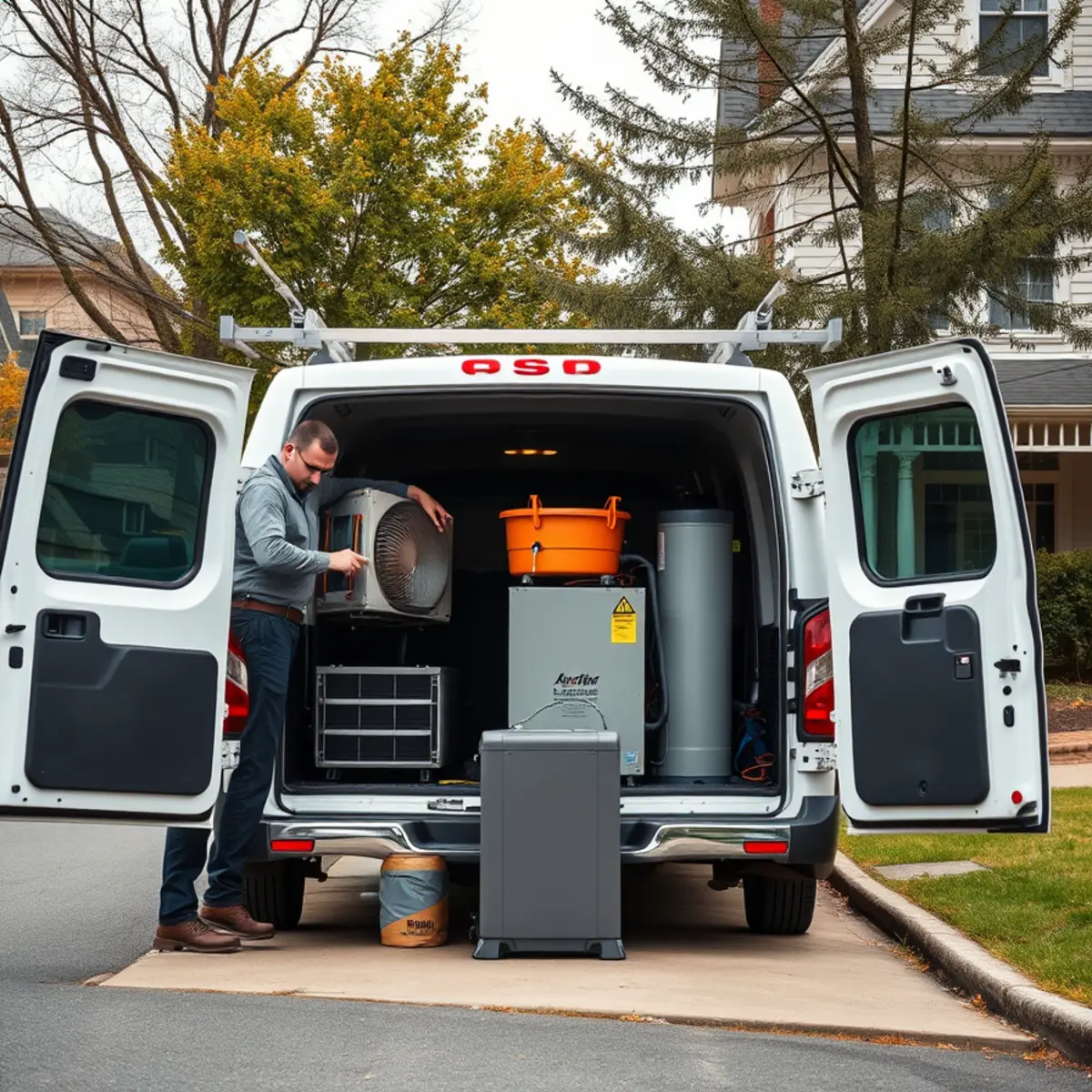 HVAC technician servicing a Victorian home boiler in Middletown, PA