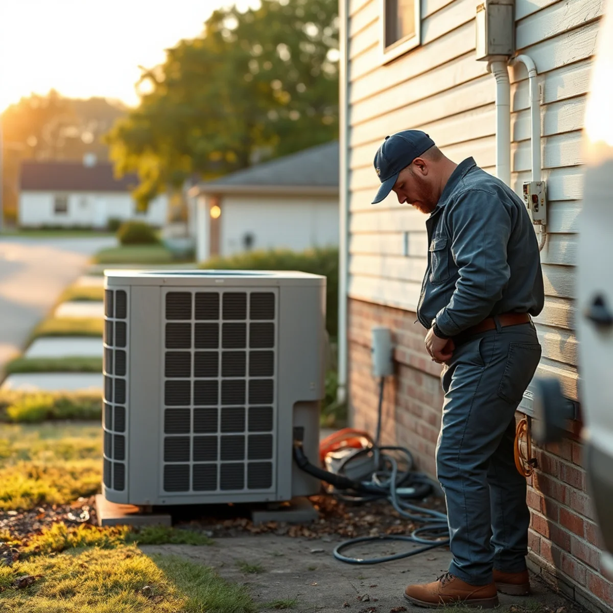 HVAC technician servicing an oil furnace in a Plainfield, PA farmhouse